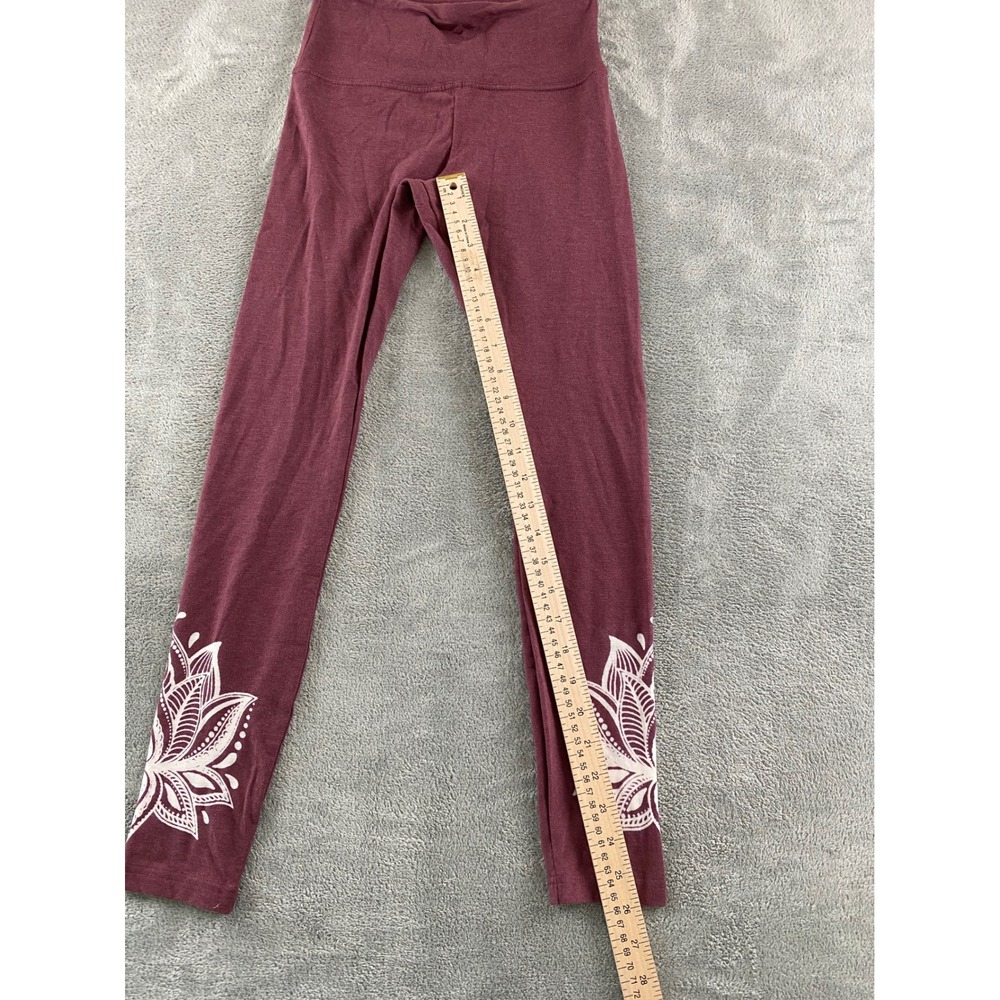 Balance Collection Womens Burgundy Lotus Graphic High Waisted Leggings Size S - Picture 8 of 13
